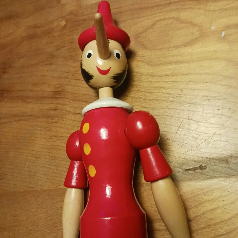 Vintage Pinocchio Wooden Jointed Doll 15.5